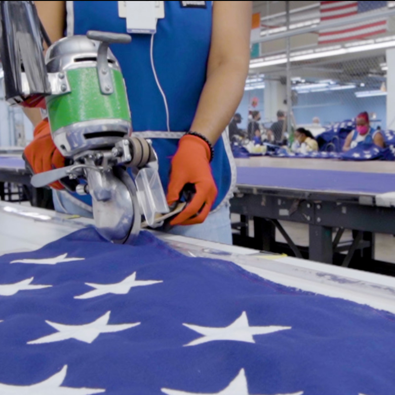 Person making an American flag