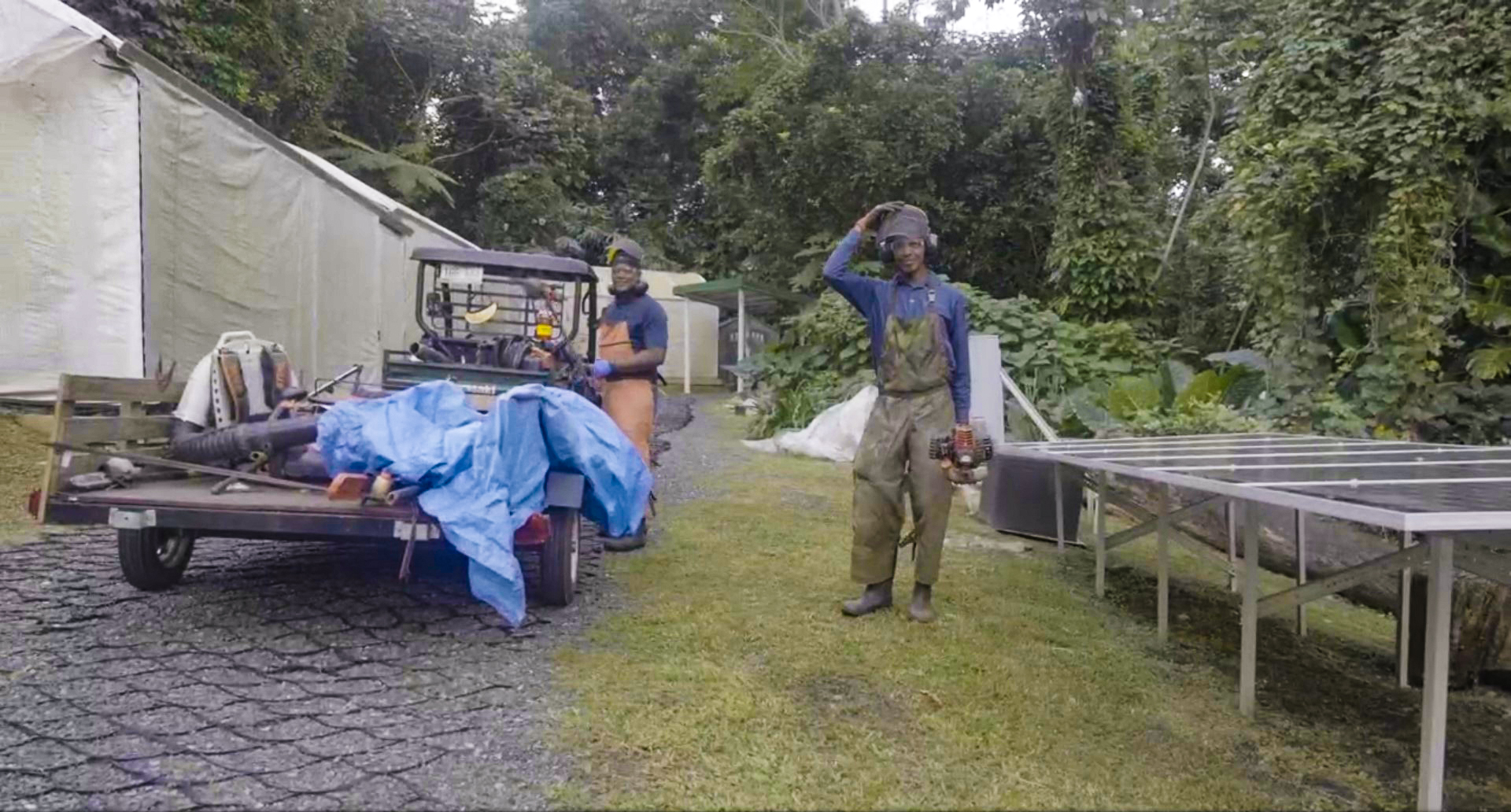 Two custodial men from The Corporate Source standing outside
